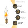 Sunlite Petite Chandelier Flicker Flame Light Bulb Candelabra Base, Orange, for Holiday and Decorative Lighting, E12, Candelabra Base, Clear, 3 Watts, 12 Pack-2