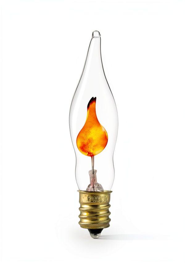 Sunlite Petite Chandelier Flicker Flame Light Bulb Candelabra Base, Orange, for Holiday and Decorative Lighting, E12, Candelabra Base, Clear, 3 Watts, 12 Pack-1