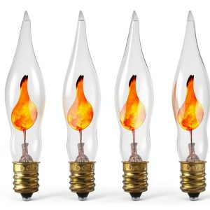 Sunlite Petite Chandelier Flicker Flame Light Bulb Candelabra Base, Orange, for Holiday and Decorative Lighting, E12, Candelabra Base, Clear, 3 Watts, 12 Pack-0