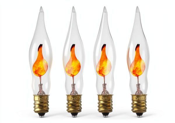 Sunlite Petite Chandelier Flicker Flame Light Bulb Candelabra Base, Orange, for Holiday and Decorative Lighting, E12, Candelabra Base, Clear, 3 Watts, 12 Pack-0