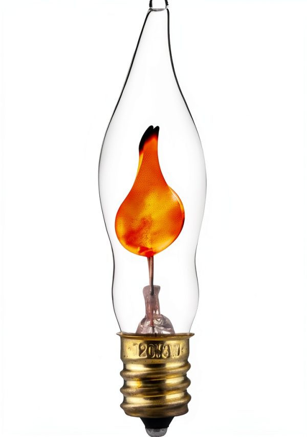 Sunlite Petite Chandelier Flicker Flame Light Bulb Candelabra Base, Orange, for Holiday and Decorative Lighting, E12, Candelabra Base, Clear, 3 Watts, 12 Pack-3