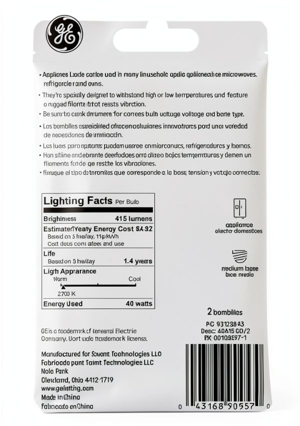 GE Incandescent 40 Watt Soft White A15 Appliance Bulbs 2 Pack-1