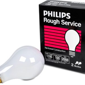 PHILIPS 100W A19 Medium Base Frosted Rough Service Light Bulbs - 2 Pack-0