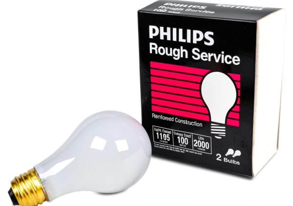 PHILIPS 100W A19 Medium Base Frosted Rough Service Light Bulbs - 2 Pack-0