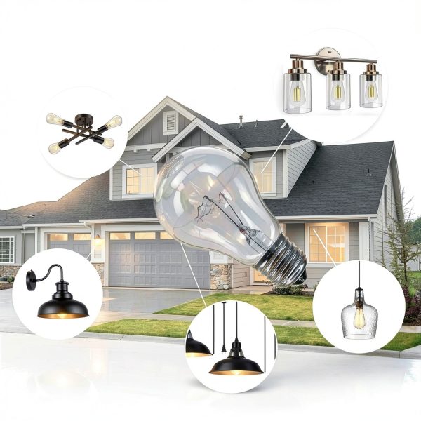 100 Watt Incandescent Light Bulbs, A19 100 WATT Incandescent Bulb Shatter Resistant Rough Service Light Bulb 100 WATTS A19 Shape, E26 Standard Base 2 Pack-1