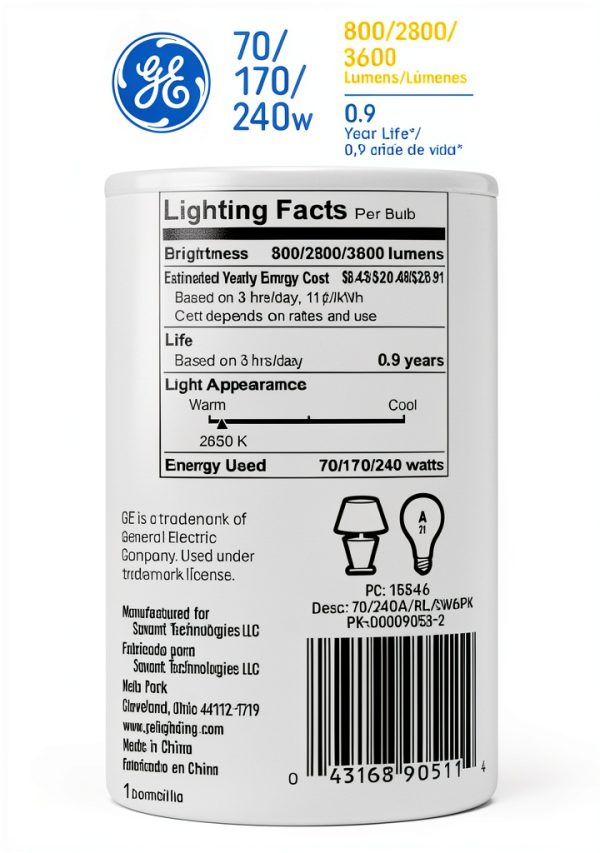 GE Incandescent 240W Soft White A21 3-Way Bulb 1 Pack-1